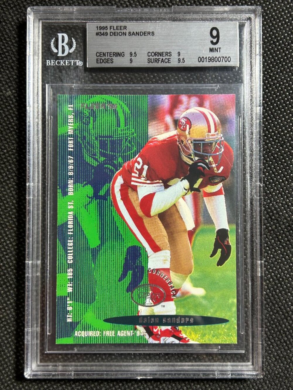 1995 Fleer Deion Sanders #349 San Francisco 49ers HOF BGS 9 MINT